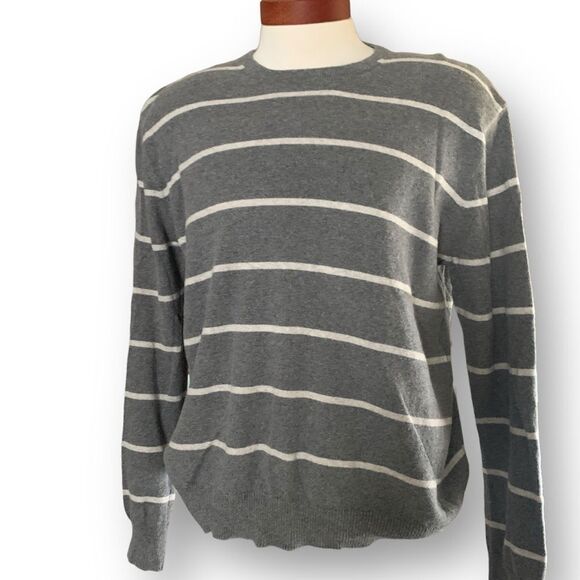J.Crew Cashmere Blend Grey Striped Sweater Business Casual Men's size XL - Picture 2 of 10